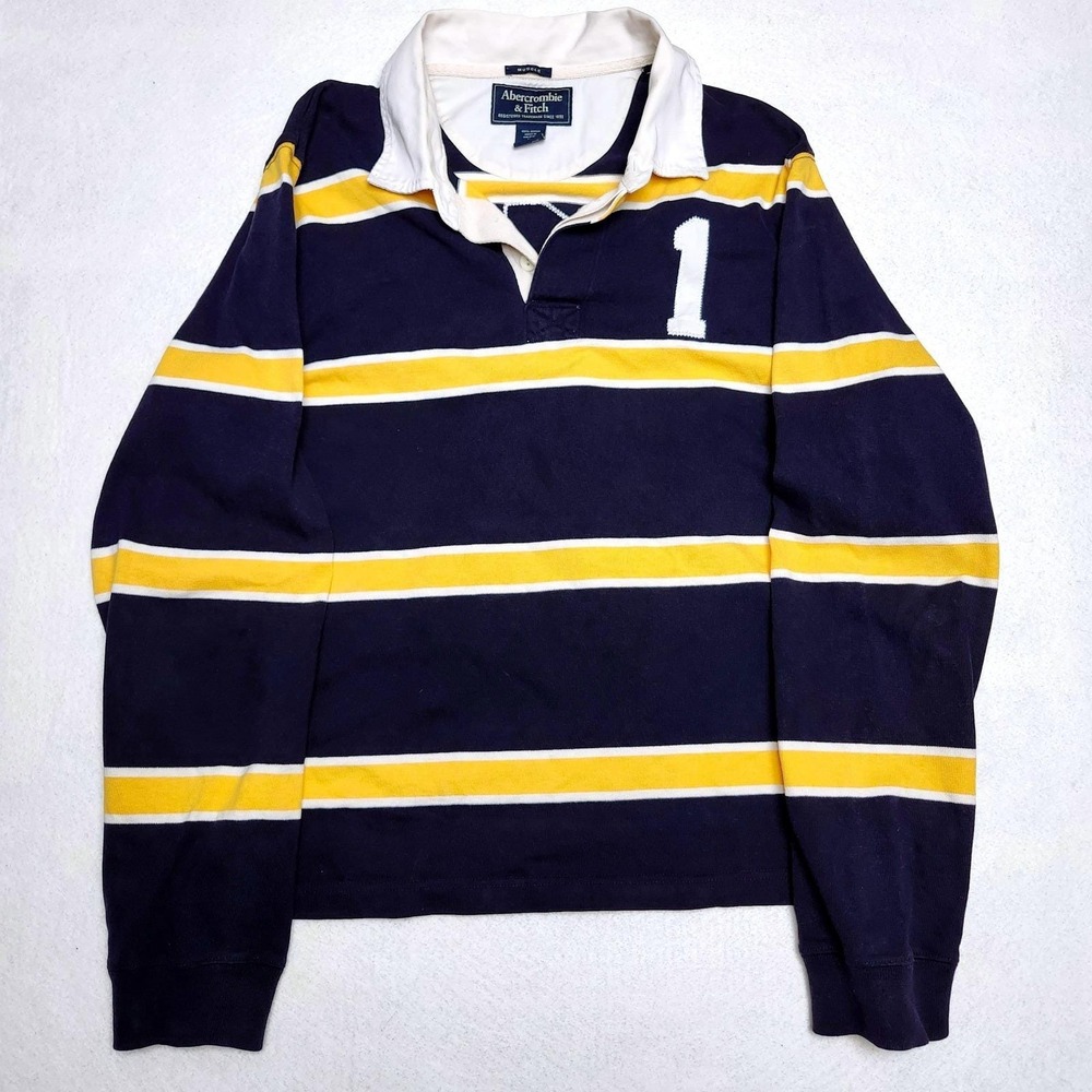Y2K Abercrombie & Fitch Rugby Muscle Shirt Yellow & Blue SIZE XL Vintage Prep